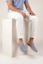Baby Blue Suède Yacht Mule