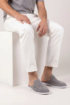 Grey Suède Yacht Mule